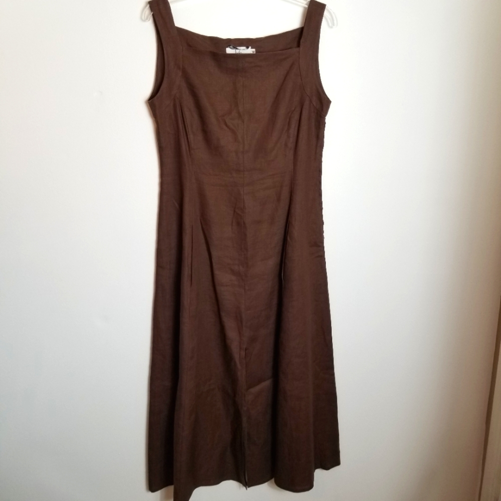 Sahza Vintage Flax Linen Lagenlook Sheath Midi Dress